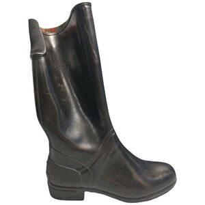 Sporto Long Duck Boots Women's Size 9 Black Rubber Waterproof Block Heel Pull On